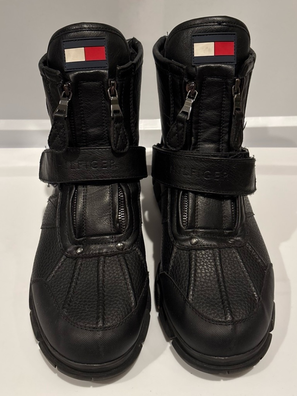 Tommy Hilfiger Black Leather Zip & Strap Ankle Boots